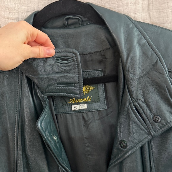 Vintage Avanti Green Sheepskin Trench Coat - Picture 3 of 11